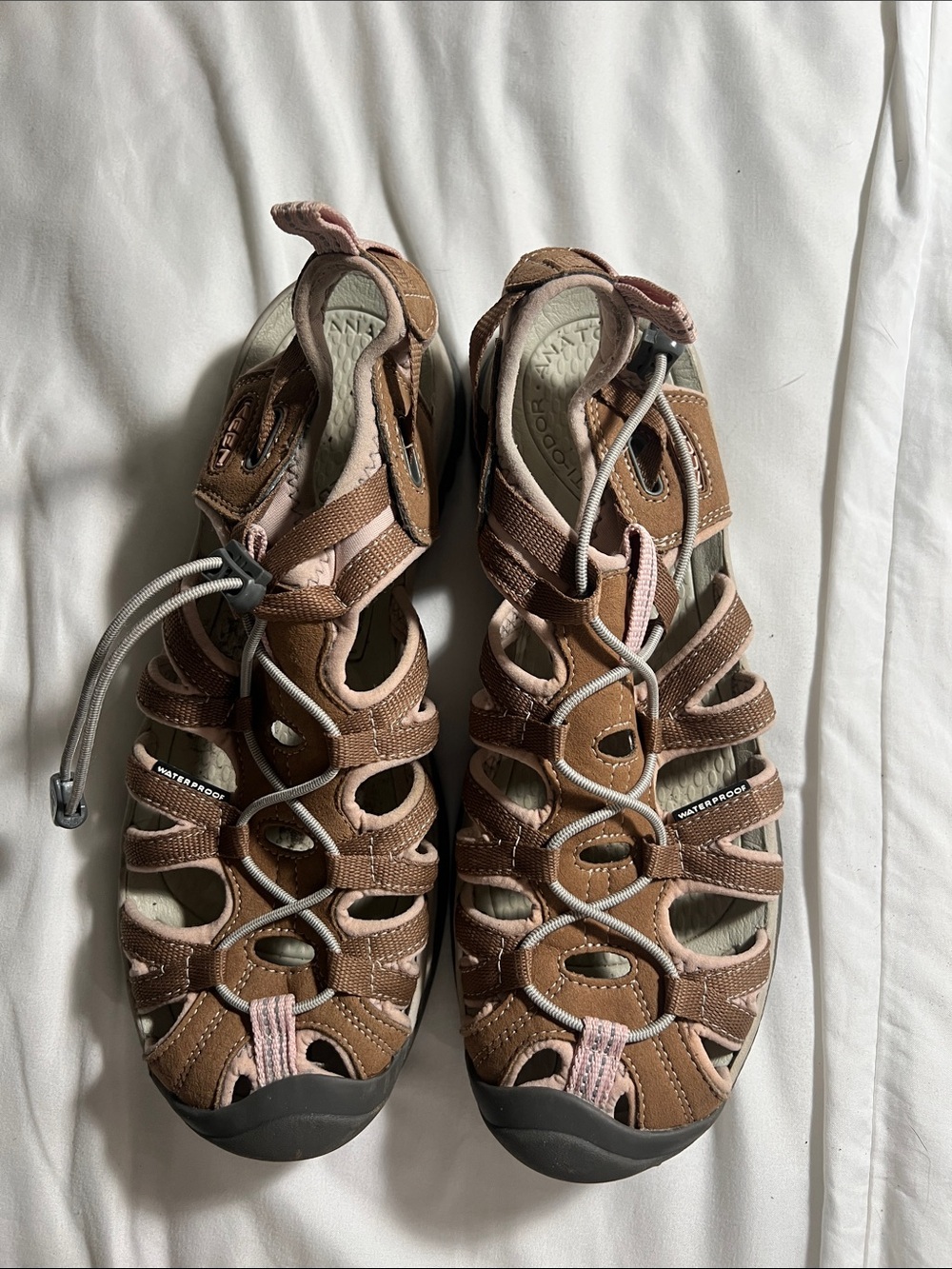 Keen Brown and Pink Closed-Toe Outdoor Sandals